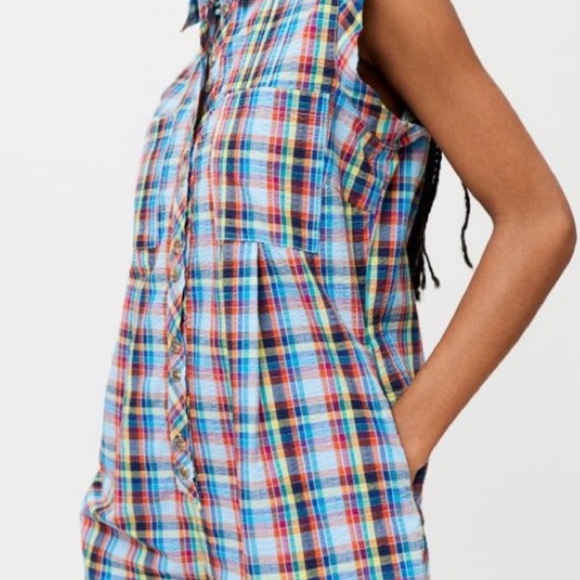 urban outfitters // zooey workwear multicolor romper nwot - Picture 3 of 13